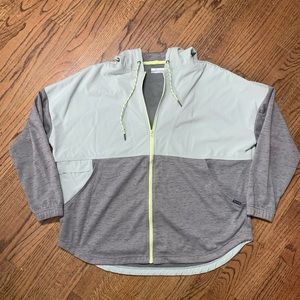 Columbia gray and blue zip up jacket